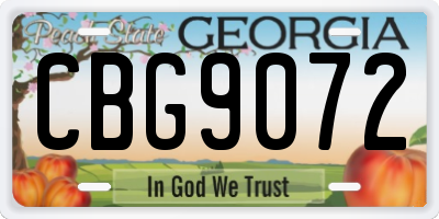 GA license plate CBG9072