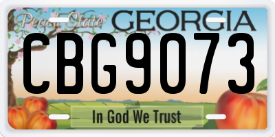 GA license plate CBG9073