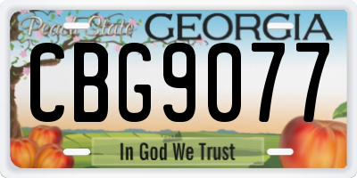 GA license plate CBG9077