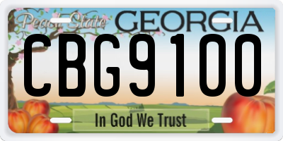 GA license plate CBG9100