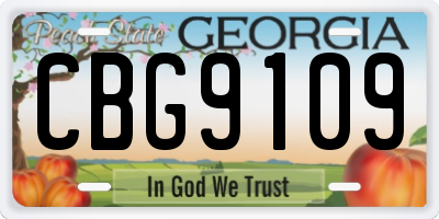 GA license plate CBG9109