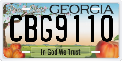 GA license plate CBG9110