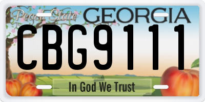 GA license plate CBG9111