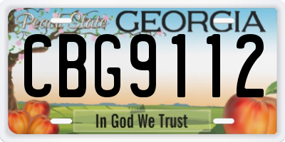 GA license plate CBG9112