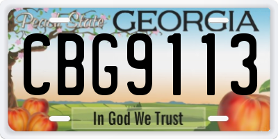 GA license plate CBG9113