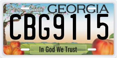 GA license plate CBG9115