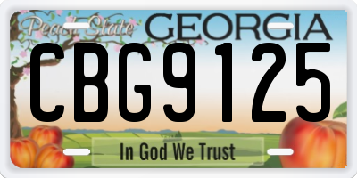 GA license plate CBG9125