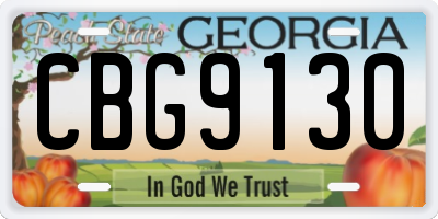 GA license plate CBG9130