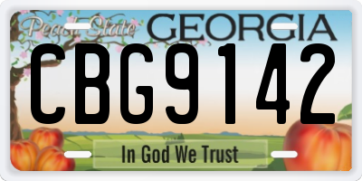 GA license plate CBG9142