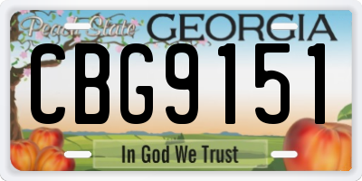 GA license plate CBG9151