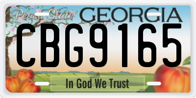 GA license plate CBG9165