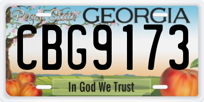 GA license plate CBG9173