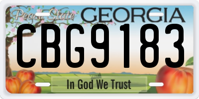 GA license plate CBG9183