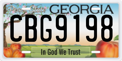 GA license plate CBG9198