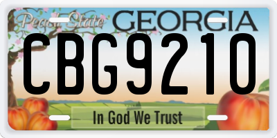 GA license plate CBG9210