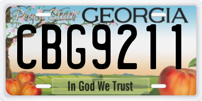GA license plate CBG9211
