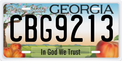 GA license plate CBG9213