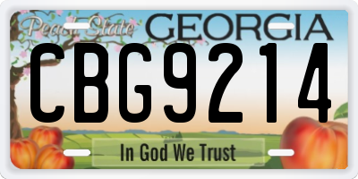 GA license plate CBG9214