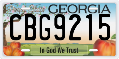 GA license plate CBG9215