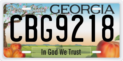 GA license plate CBG9218
