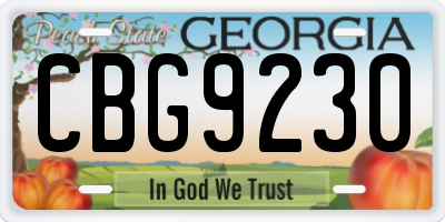 GA license plate CBG9230