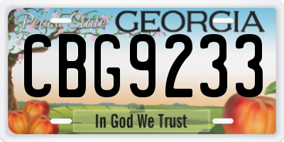 GA license plate CBG9233