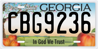 GA license plate CBG9236