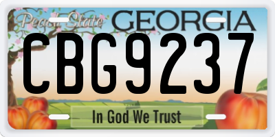 GA license plate CBG9237