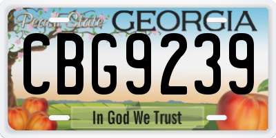 GA license plate CBG9239