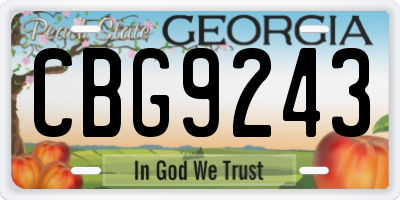 GA license plate CBG9243