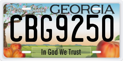 GA license plate CBG9250