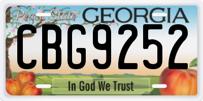 GA license plate CBG9252