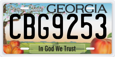 GA license plate CBG9253