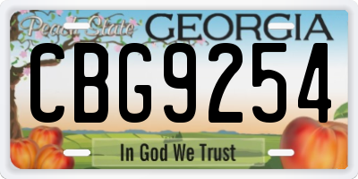 GA license plate CBG9254
