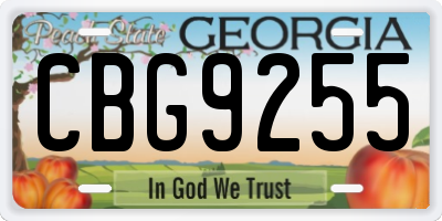 GA license plate CBG9255