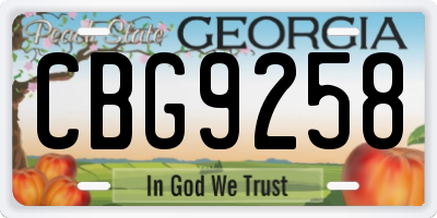 GA license plate CBG9258
