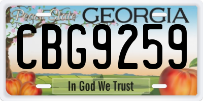 GA license plate CBG9259