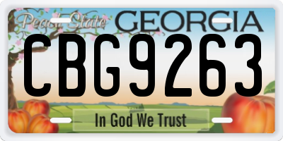 GA license plate CBG9263
