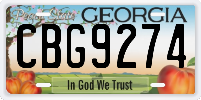 GA license plate CBG9274