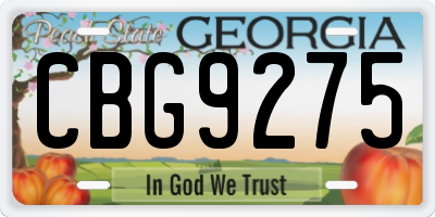 GA license plate CBG9275