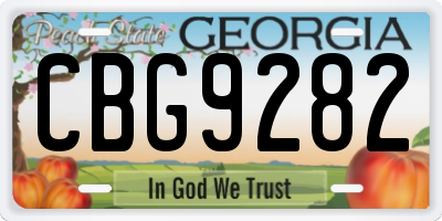 GA license plate CBG9282