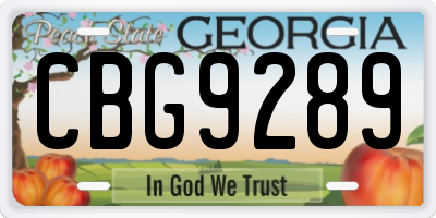 GA license plate CBG9289