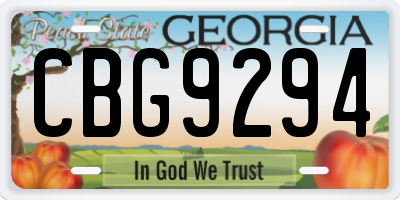 GA license plate CBG9294