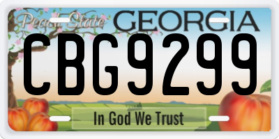 GA license plate CBG9299