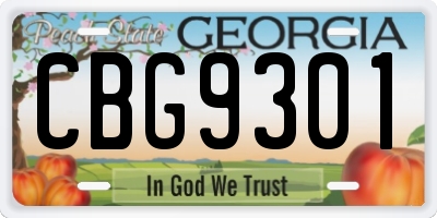 GA license plate CBG9301