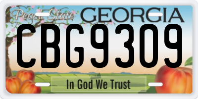 GA license plate CBG9309