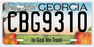 GA license plate CBG9310