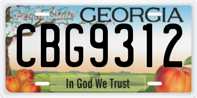 GA license plate CBG9312
