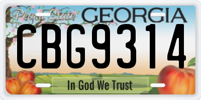 GA license plate CBG9314