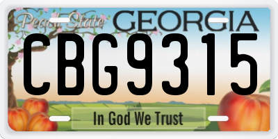 GA license plate CBG9315